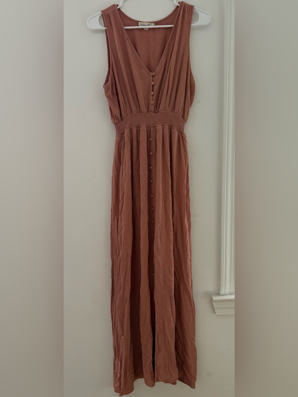 Indigo Rose Sleeveless Summer Boho Maxi Dress with Smocked Waist
